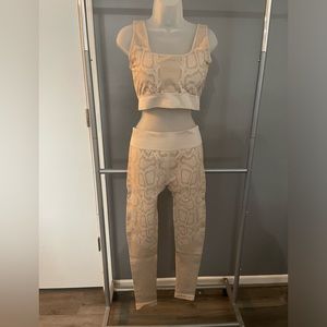 Beige Snakeskin Print Sports Bra & Legging Set